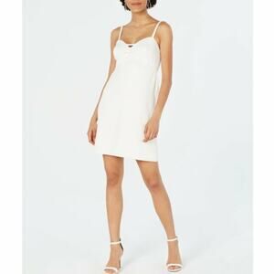 Betsy Johnson ivory mini bow front short cut out shift dress size 8